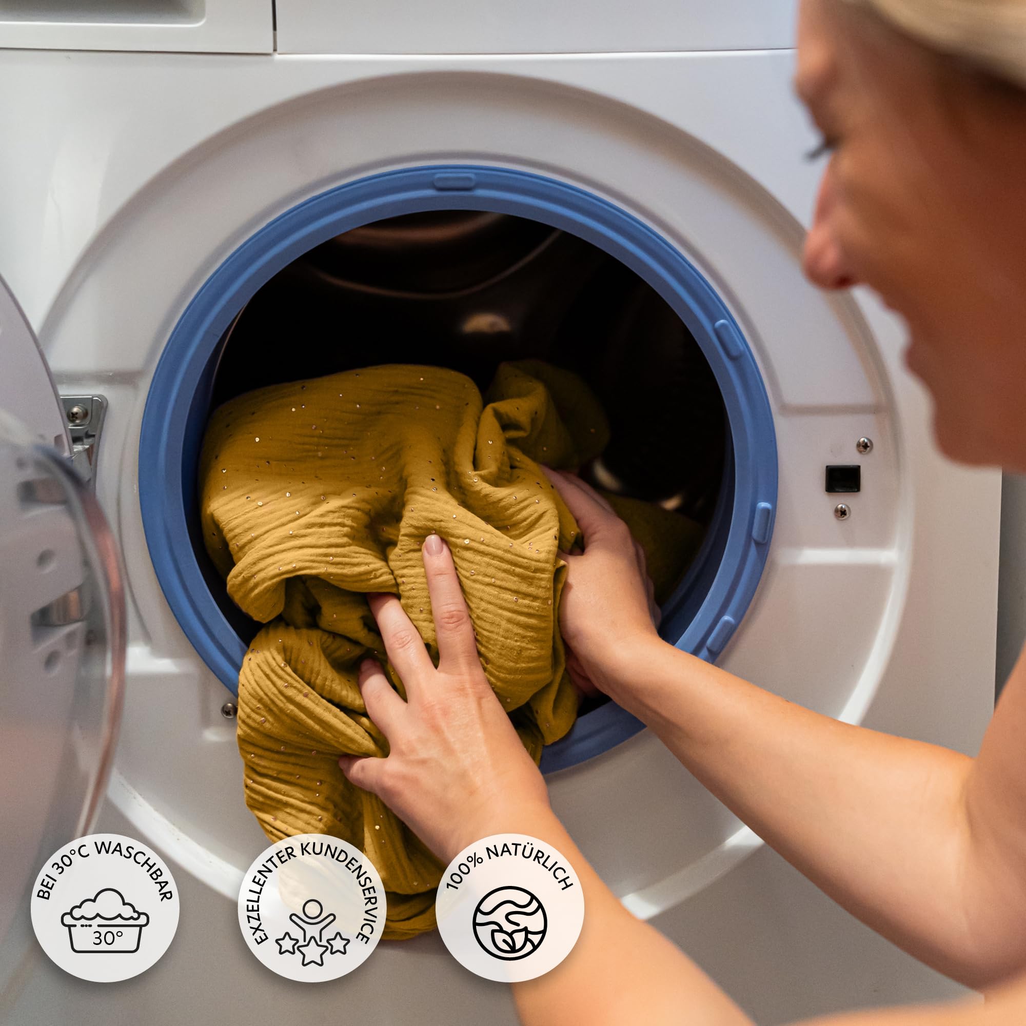 lilimaus Betthimmel Babybett mit Gold Applikation in 12 Farben [inkl. Himmelstange] - Himmel Babybett aus 100% Baumwolle Musselin für Mädchen & Jungen - Himmelbett mit Stange - Kinder Babyzimmer Deko