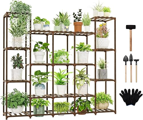 GENTINGBRO Estante grande para plantas al aire libre, soporte alto para plantas de interior, múltiples soportes grandes para plantas colgantes para