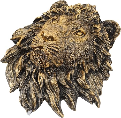 Holibanna Adornos de cabeza de león de cobre de imitación para adornos, manualidades, decoración africana, busto de cerámica, cabeza de león,
