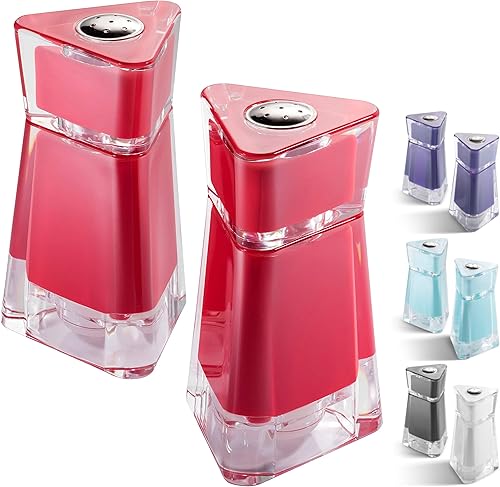MITBAK Cocteleros acrílicos de sal y pimienta blanca (juego de 2 piezas)  Elegantes dispensadores de sal y pimienta con agujeros de tamaño perfecto