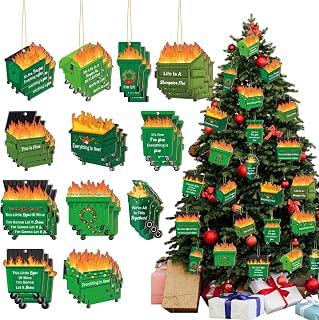 36 Pcs Dumpster Flame Christmas Ornaments 2025 Its Fine Im Fine Everything is Fines Funny Wooden Christmas Hanging Ornaments for Xmas Tree Holiday Decorations