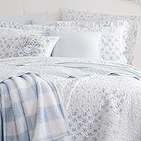 Vista 28 de Shabby Chic® - Juego de edredón tamaño Queen, ropa de cama reversible de algodón con fundas a juego, decoración del hogar bellamente fruncida