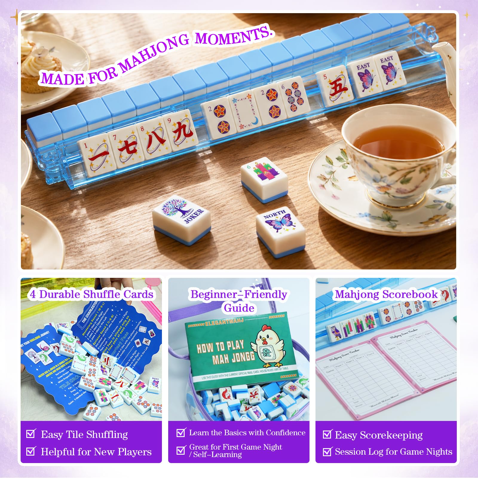 Set di piastrelle Mahjong Mahjong in melamina con incisione
