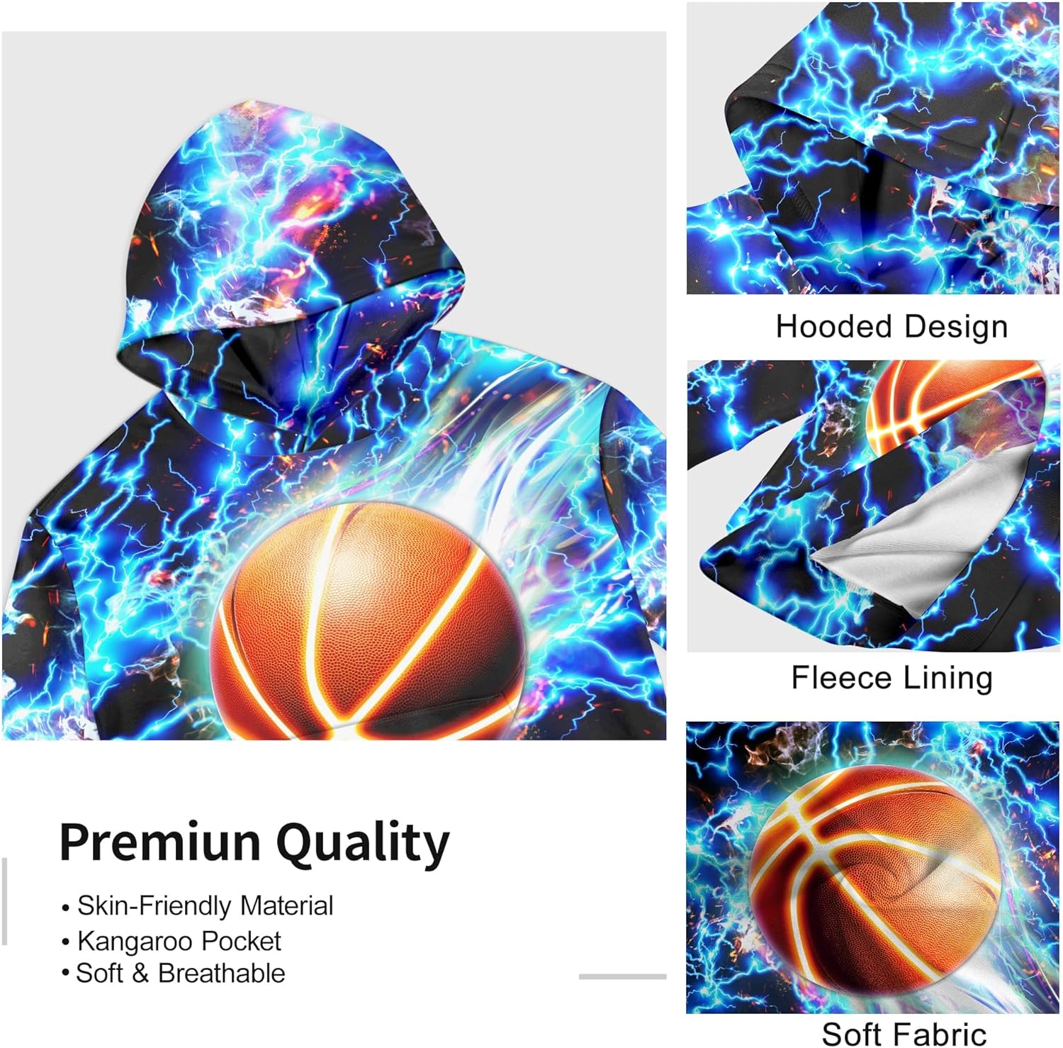 Boys Girls 3D Graphic Hoodies Cool Casual Pullover Hooded Sweatshirts With Big Pocket for Kids - Image 5