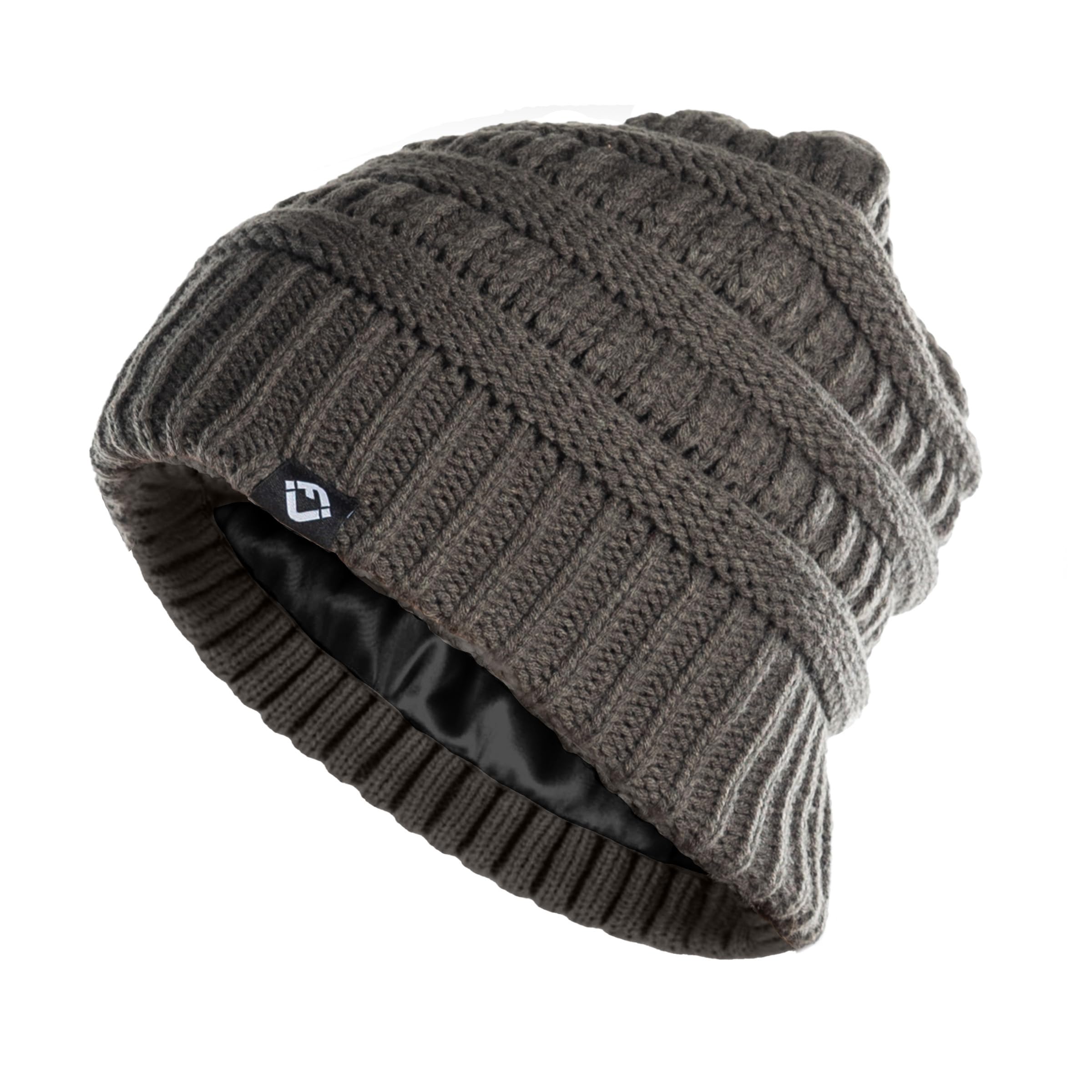 Funky Junque Satin Lined Beanie Slouchy Cable Knit