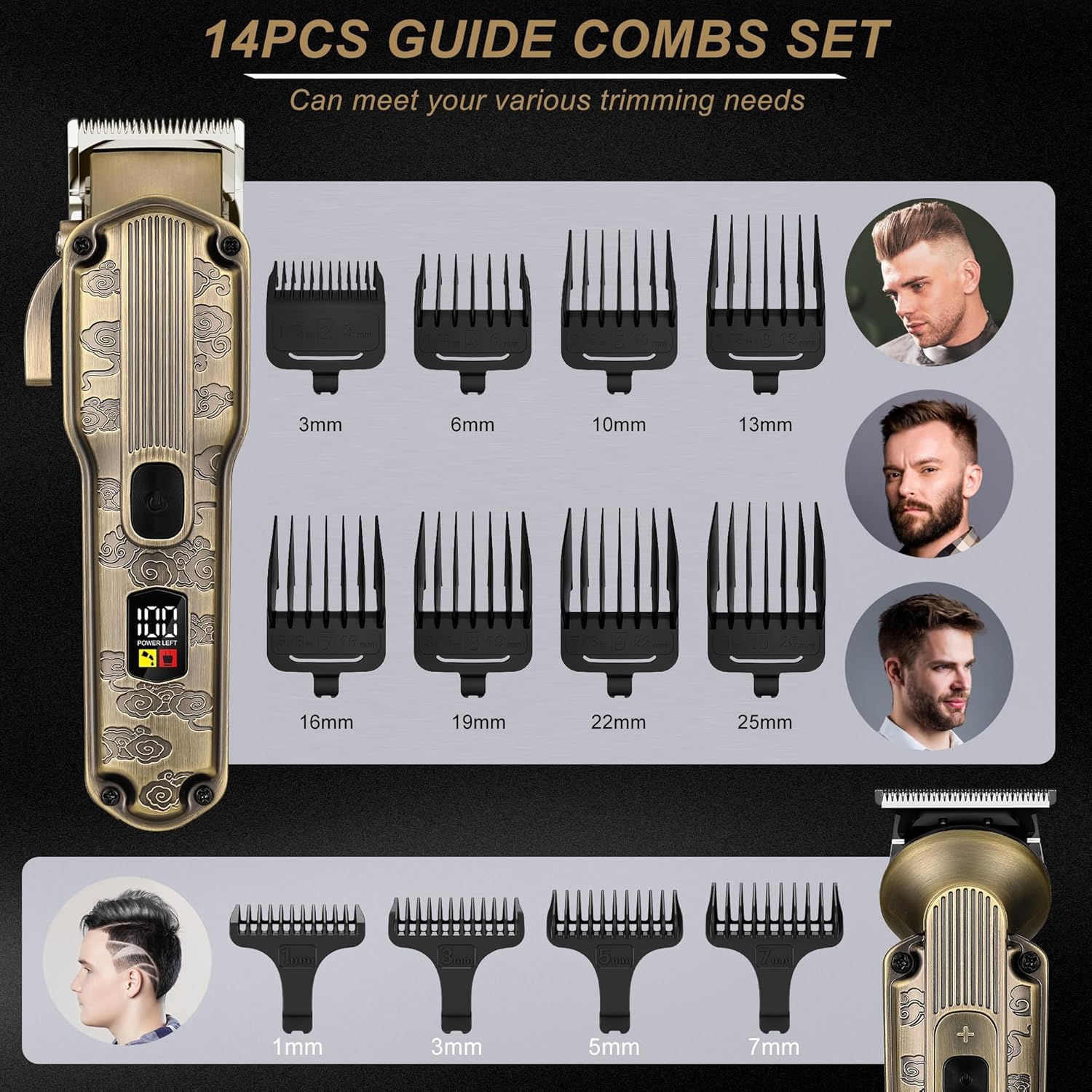 Scttomon Kit de toilette professionnel homme Tondeuse à barbe & coupe-cheveux, rasoir électrique à feuille tondeuse pour poils du nez et du corps