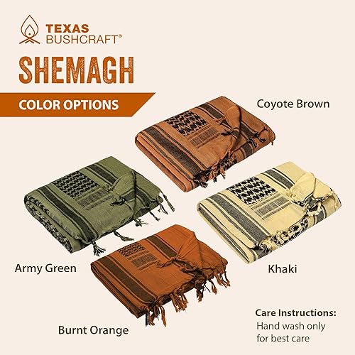 Miniatura 8 de Texas Bushcraft Tactical Shemagh - Auténtico Keffiyeh 100% algodón para tu equipo de camping, senderismo y mochilero