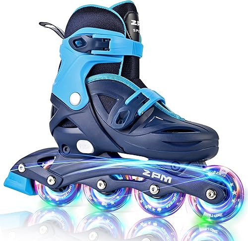 2PM SPORTS Patines en línea con ruedas iluminadas, patines de ruedas para niños y niñas de 5 a 8 a 12 años, 4-6, 6 a 12, tamaño ajustable para