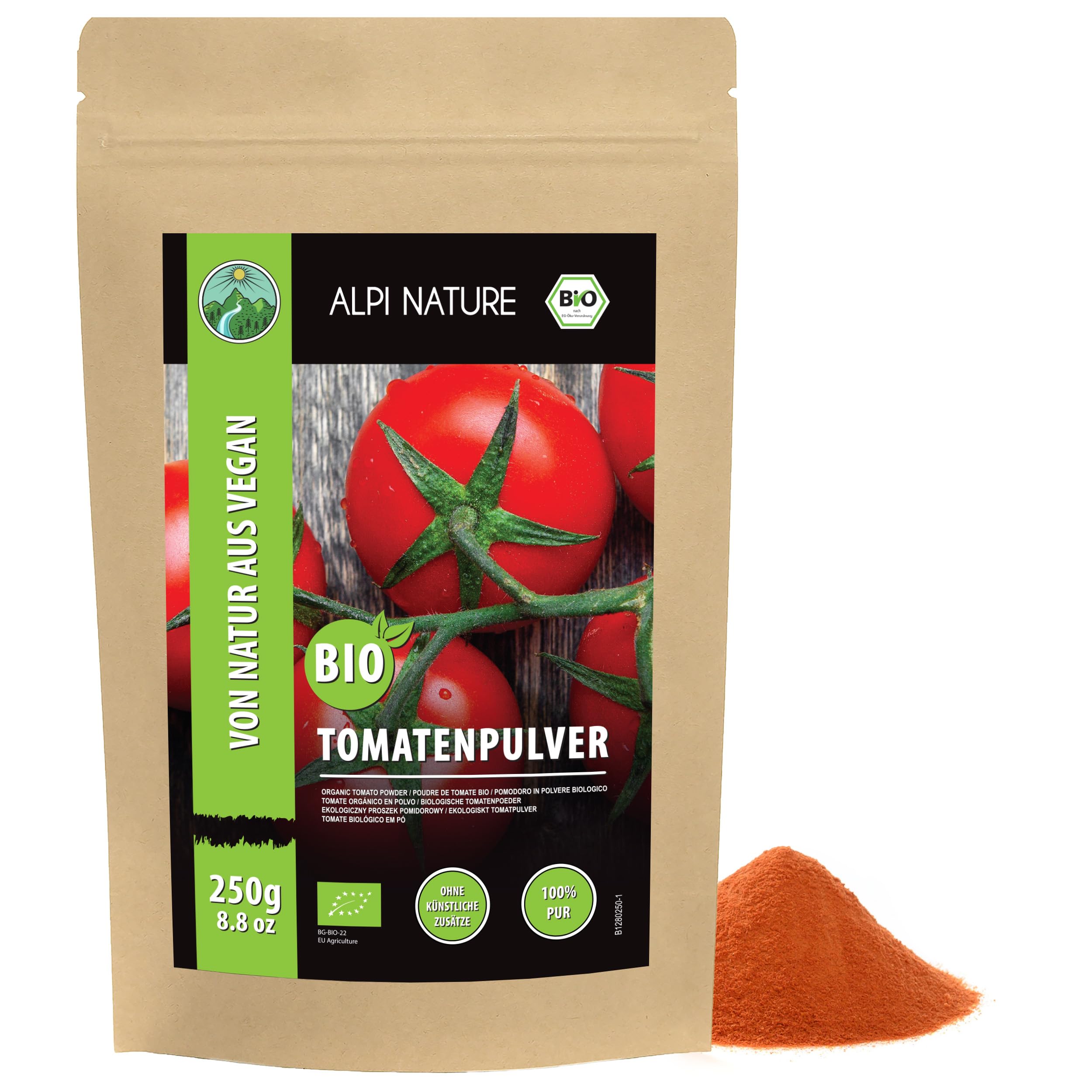 Alpi Nature Tomates BIO Séchées en Poudre 250g, Tomates Séchées et Moulues, Assaisonnement à la Tomate