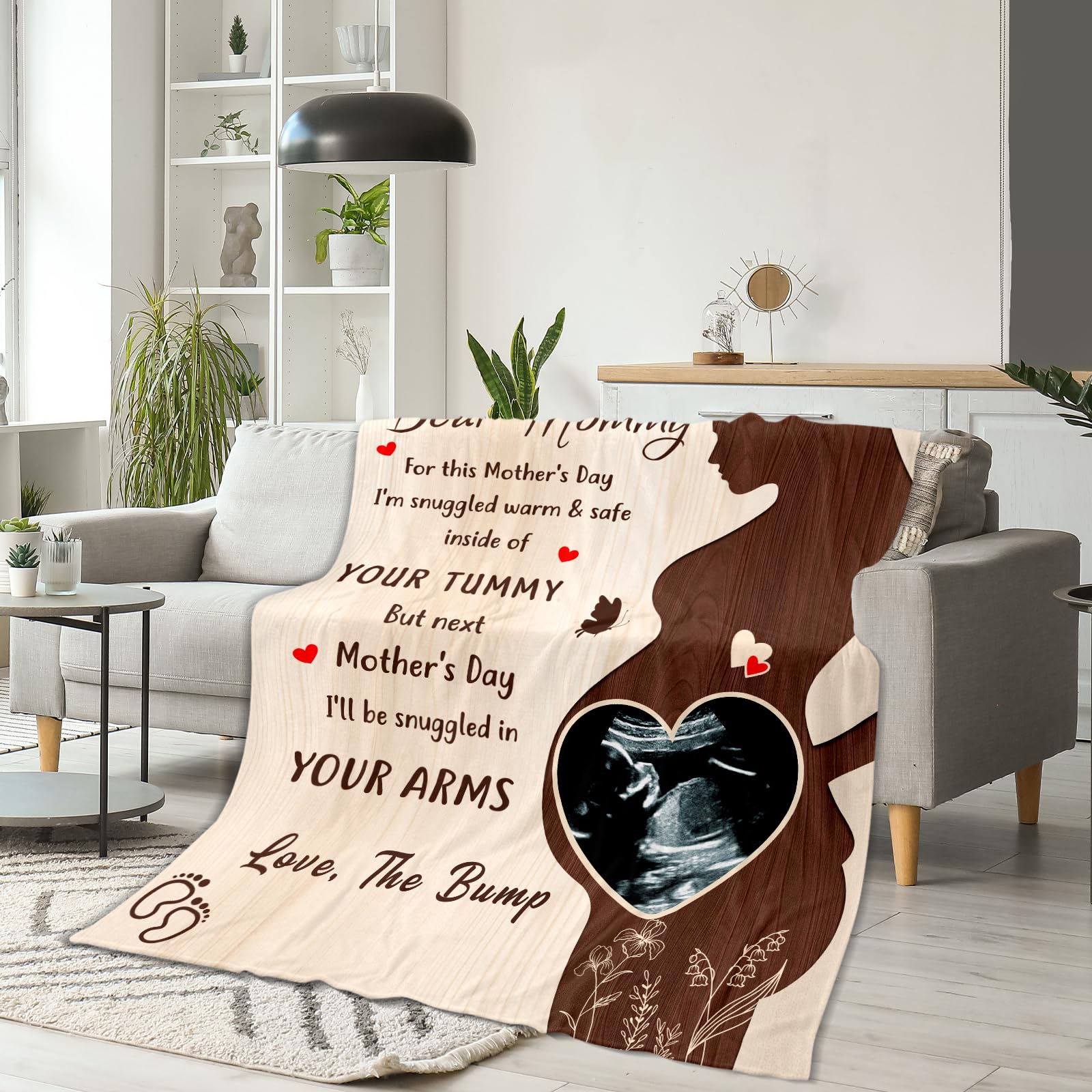 Personalized Baby Ultrasound Photo Blanket - Custom Sonogram Throw For New Mom, Mother's Day & Pregnancy Gifts