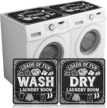 Teenyyou 2 Pcs Washer and Dryer Covers Top Protector Mat Non Slip Washing Machine Dustproof Quick Drying Protective Dust Cover Pad for Laundry Room Kitchen26.5 x 26.5 Inch,Blackboard Bulletin