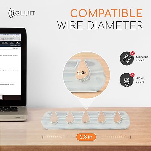 Miniatura 4 de GLUIT Organizador de cables adhesivo de escritorio, soportes versátiles para cables, clips de alambre y soporte para cables, organizador de cables
