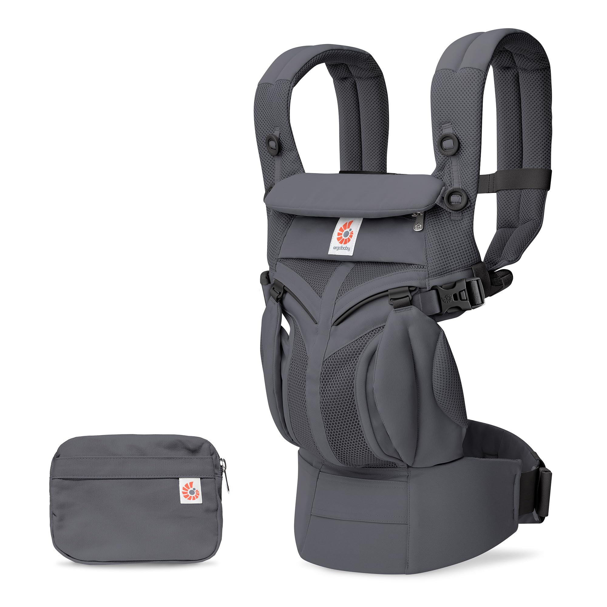 Ergobaby Babytrage für Neugeborene ab Geburt, Baby Tragesystem Omni Classic Mesh, Baby-Tragetasche Bauchtrage Rückentrage, Charcoal Grey