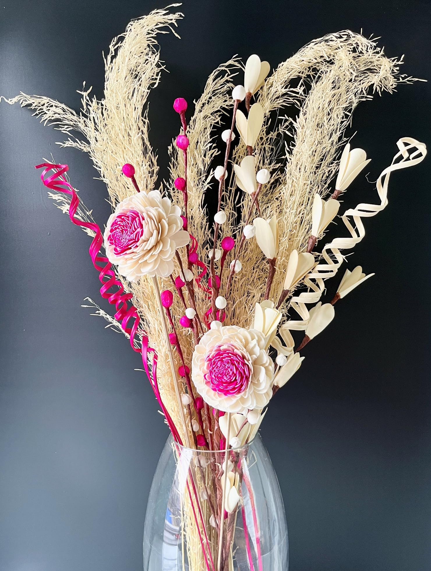 Natural Dried Flower Bunch with Grass Filler for Vase, Home Decoration, Office and Bedroom Decor Indoor Decoration-image-0
