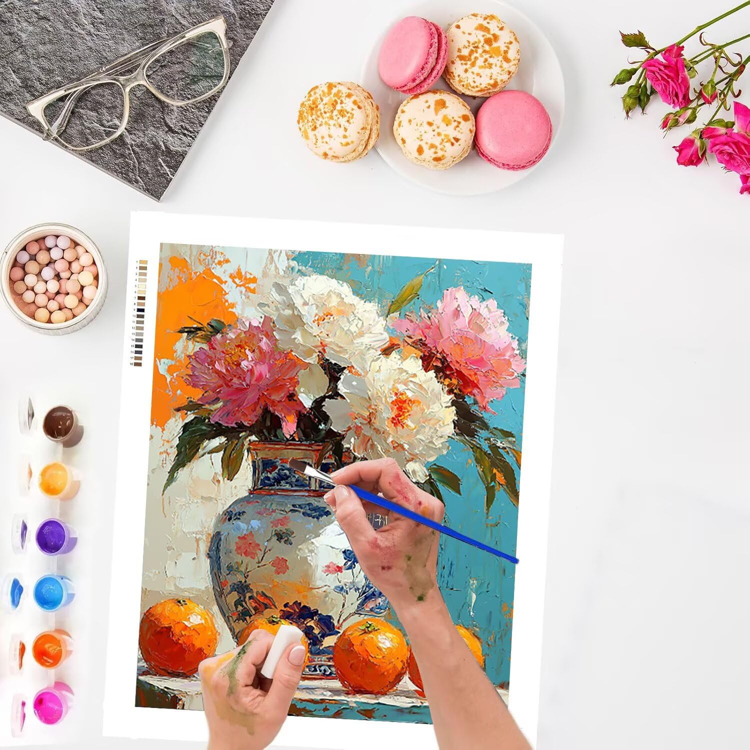 WEISHIWE Frutta floreale Dipingere con i Numeri per Adulti, 70x90cm a-430 | Paint by Numbers Kit con Pennelli e Acrilico Pigmento, Fai da te Olio La Pittura di Numeri Kit, Decora la Casa, senza Cornice