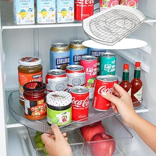 Lazy Susan Turntable Organizer for Refrigerator, 16.5'' Clear Rectangular Fridge Organizer Storage, Turntable Rack for Cabinet, Pantry, Kitchen