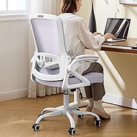 Vista 10 de Silla de oficina ergonómica, silla de escritorio con soporte lumbar ajustable, cómodas sillas de computadora de malla transpirable con reposabrazos