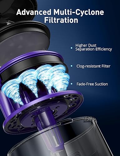 Miniatura 6 de Aspiron - Aspiradora sin bolsa de 1400 W, filtración multiciclónica, 2 filtros HEPA antialérgenos, taza de polvo de 3.5 cuartos de galón, 4