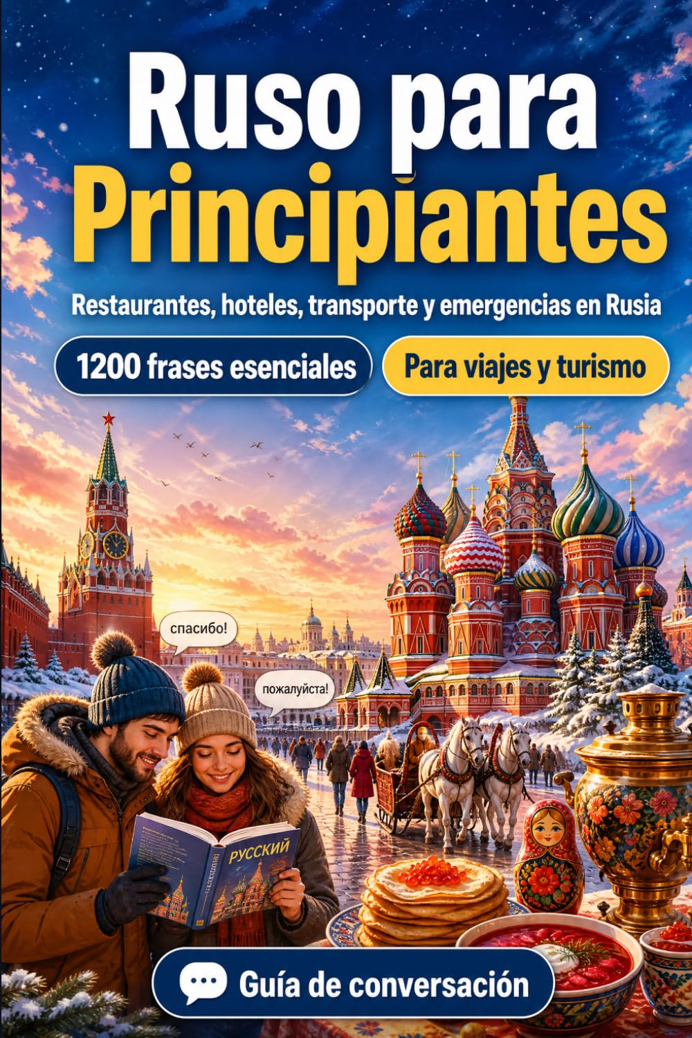Ruso Para Principiantes: 1200 frases esenciales en Ruso para viajar en Rusia: Guía fácil de pronunciación, conversaciones cotidianas, restaurantes, ... y consejos culturales para explorar Rusia