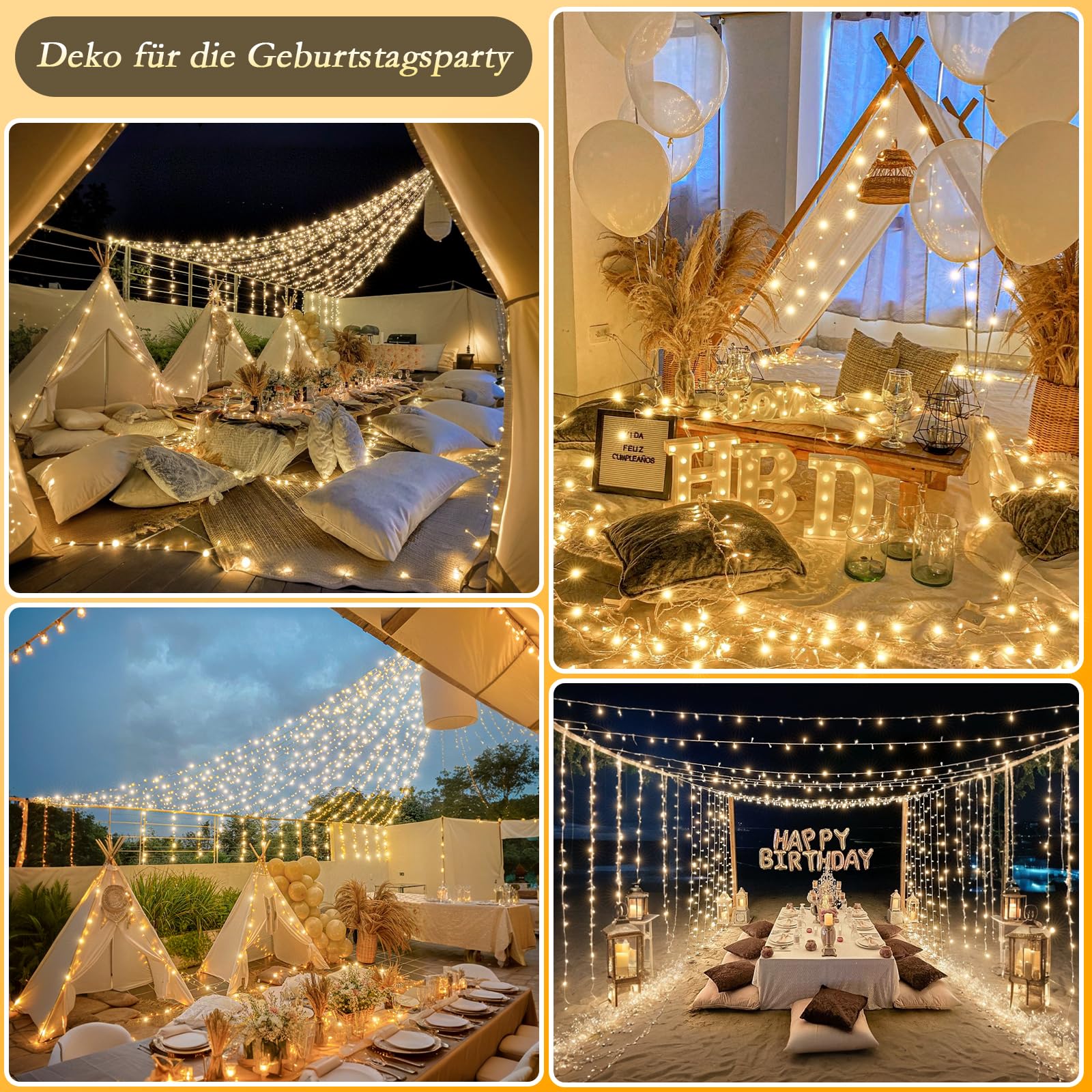 Lichterkette Außen 1000 LEDs 100M Warmweiß IP44 Wasserdicht Strombetrieben, Outdoor Lichterkette mit Fernbedienung 8 Modi Timer für Garten Balkon Weihnachten Hochzeit Party