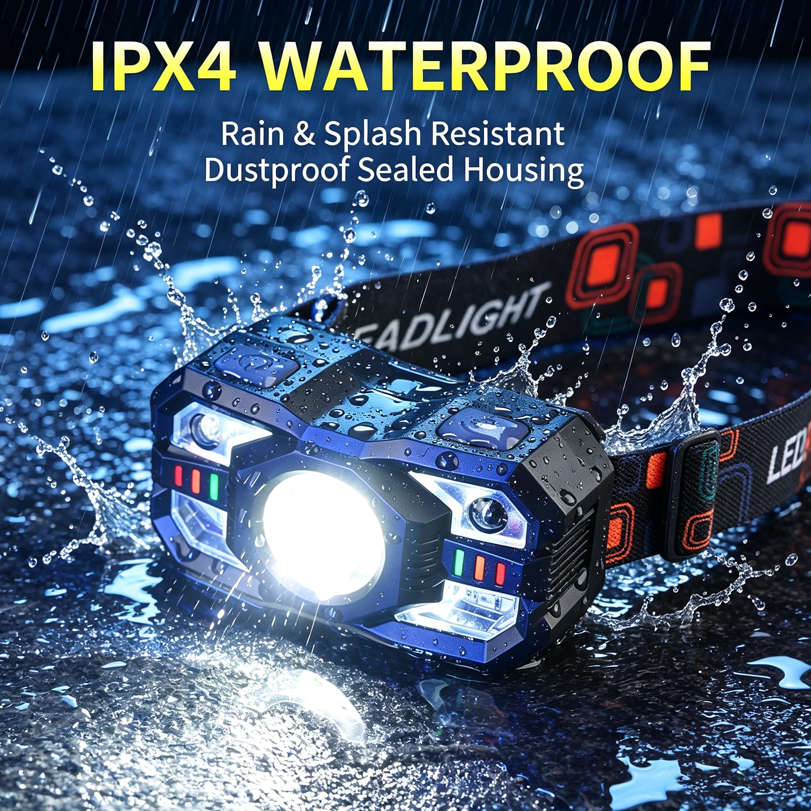 XLENTGEN Lampada frontale ricaricabile a LED, 5 modalità, 500 lumen, ultra luminosa, con sensore di movimento, ideale per campeggio, pesca, corsa e caccia, confezione da 2