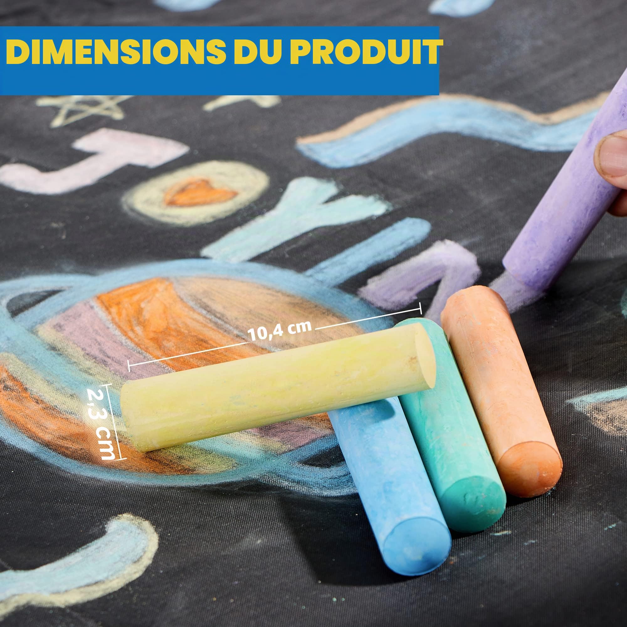 JOYIN Craies de Trottoir pour Enfants Lot de 120 Boîte Géante Non Toxique Lavables 10 Couleurs