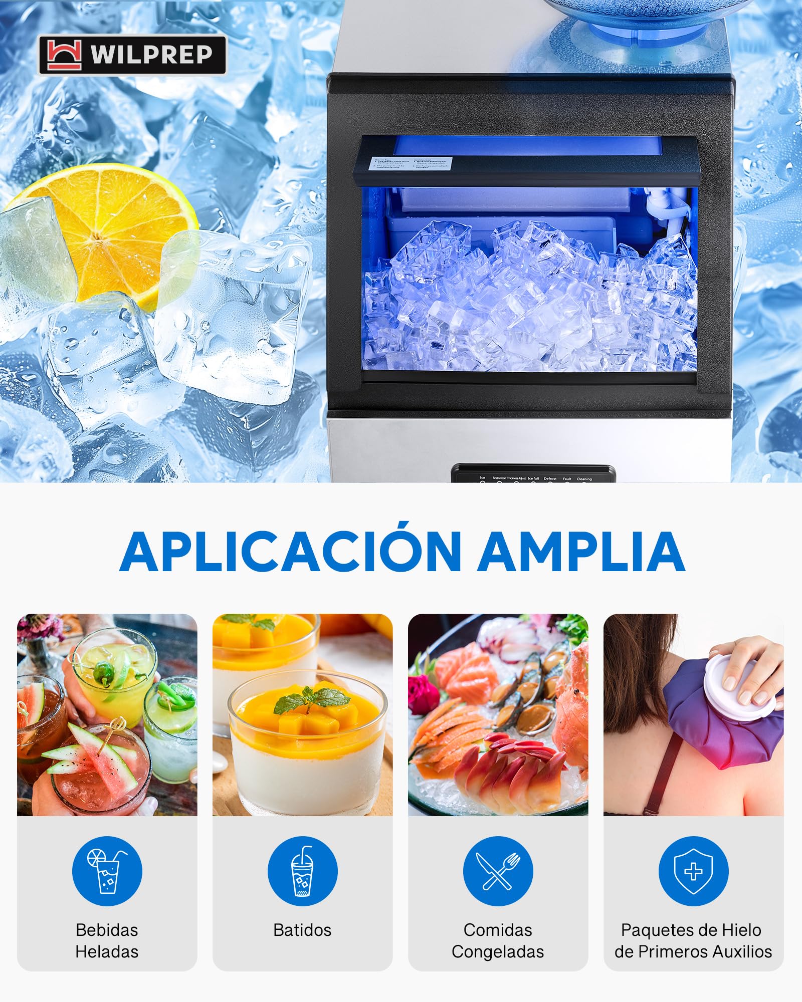 WILPREP 480W Máquina de Hacer Hielo Industrial