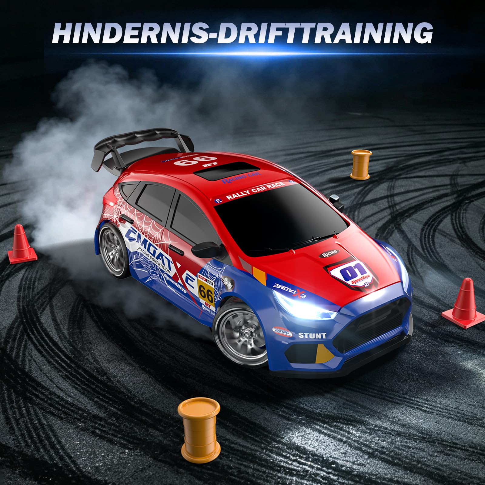 Ferngesteuertes Auto ab 6 7 8 9 10 11 12 Jahren,1:24 RC Drift Auto,25KM/H | 4WD Semi Proportional Throttle, Feuerspeiendes LED-Licht, 2,4 GHz, Ferngesteuertes Spielzeug Geschenke ab 6 7 8 9 10+ Jahren