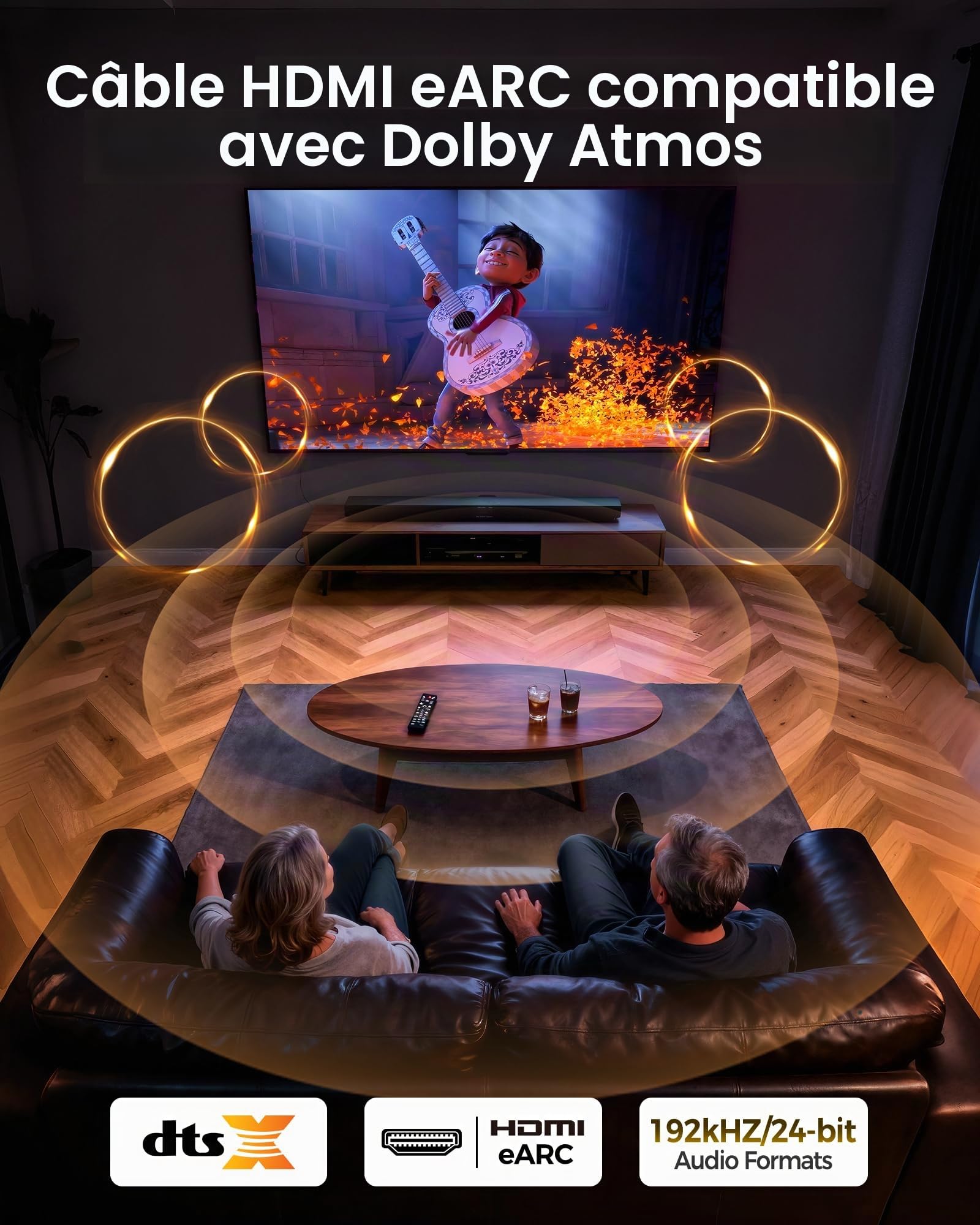 Silkland 10K 8K Câble HDMI® 10M, Ultra Haut Débit 48Gbps 8K@60Hz 4K@120Hz Cordon HDMI 2.1 eARC, HDR10+ HDCP 2.2&2.3 Compatible avec Dolby Atmos/TV/PC/Monitor/Projecteur/for PS-5/for X-box