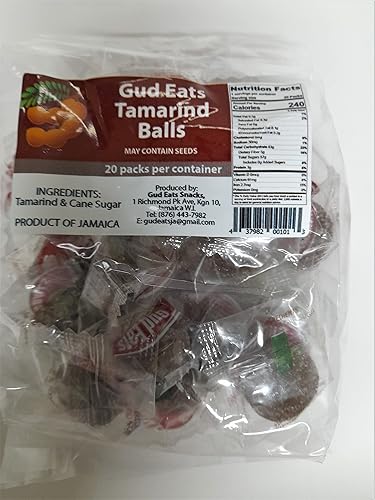 Miniatura 2 de Bolas de tamarindo, estilo jamaico, dulces dulces y ácidos, paquete de 20 (7.5 onzas)