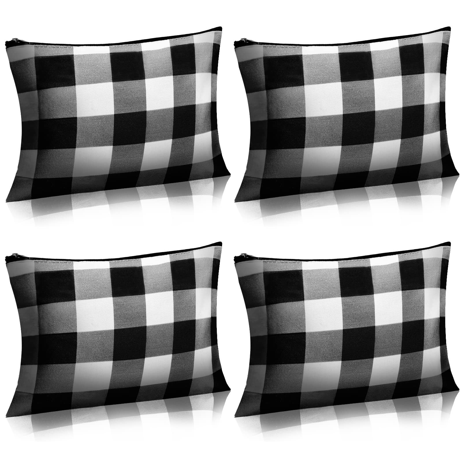 Photo 1 of 4 Pieces Buffalo Plaid Cosmetic Makeup Bag Christmas and table runner 