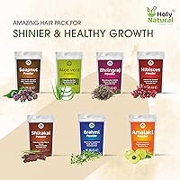 Vista 3 de Polvo de hierbas para el crecimiento del cabello, combo de 7 mascarillas para el cabello a base de hierbas, amalaki, bhringraj, brahmi, jabona