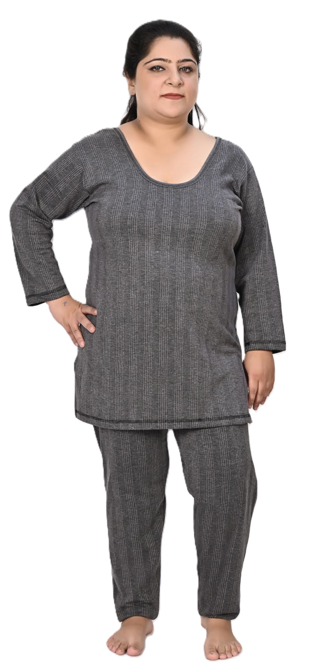 thermal set/body warmer combo for plus sized women natural insulation thermals cozy thermal top and lower combo for womens(pack of 1 set)