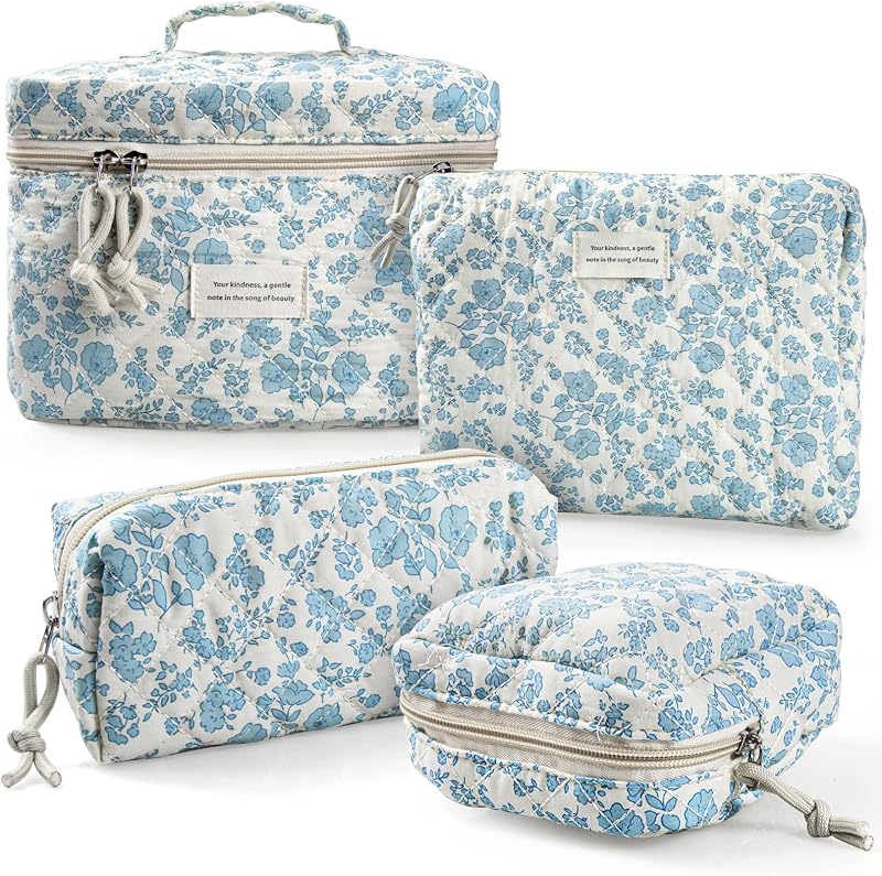 NATINSA Nécessaire de maquiagem floral azul-claro Sky Blue com zíper, NADS112, 1 unidade