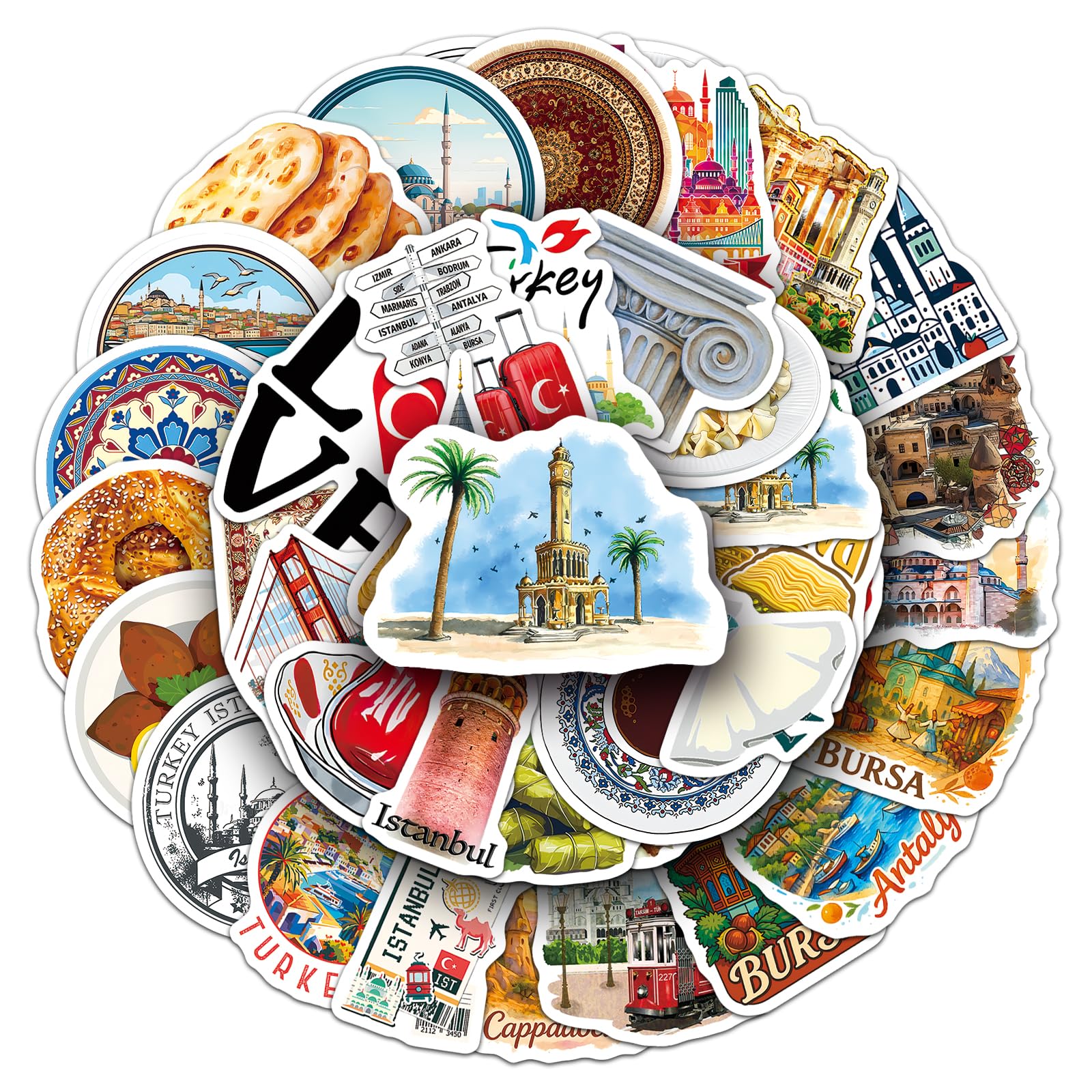 Turkey Travel Aesthetic Stickers,Istanbul City Landmark Vinyl Decals