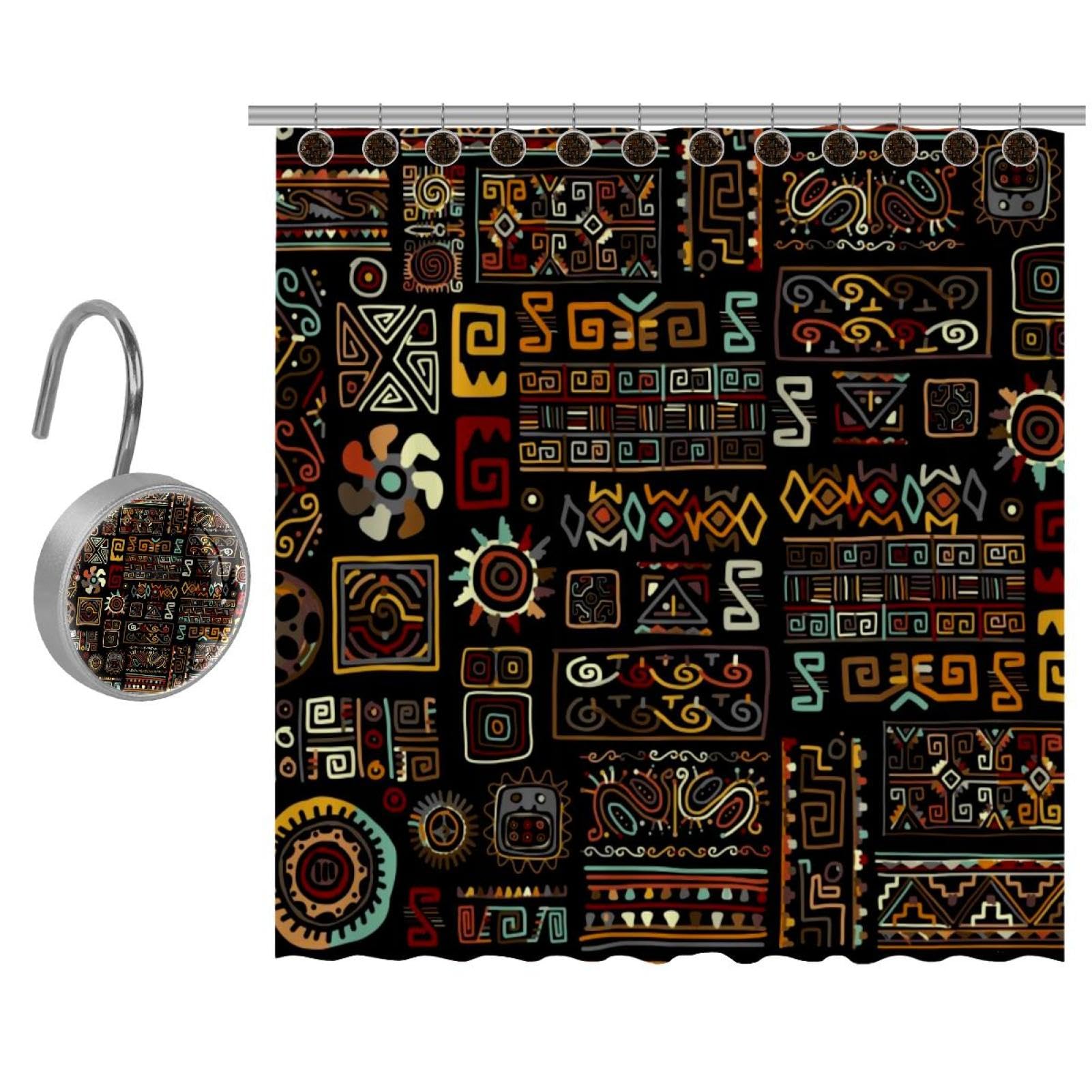 Rideau de douche ethnique 122x182 pour créer une ambiance spa rustique chez soi