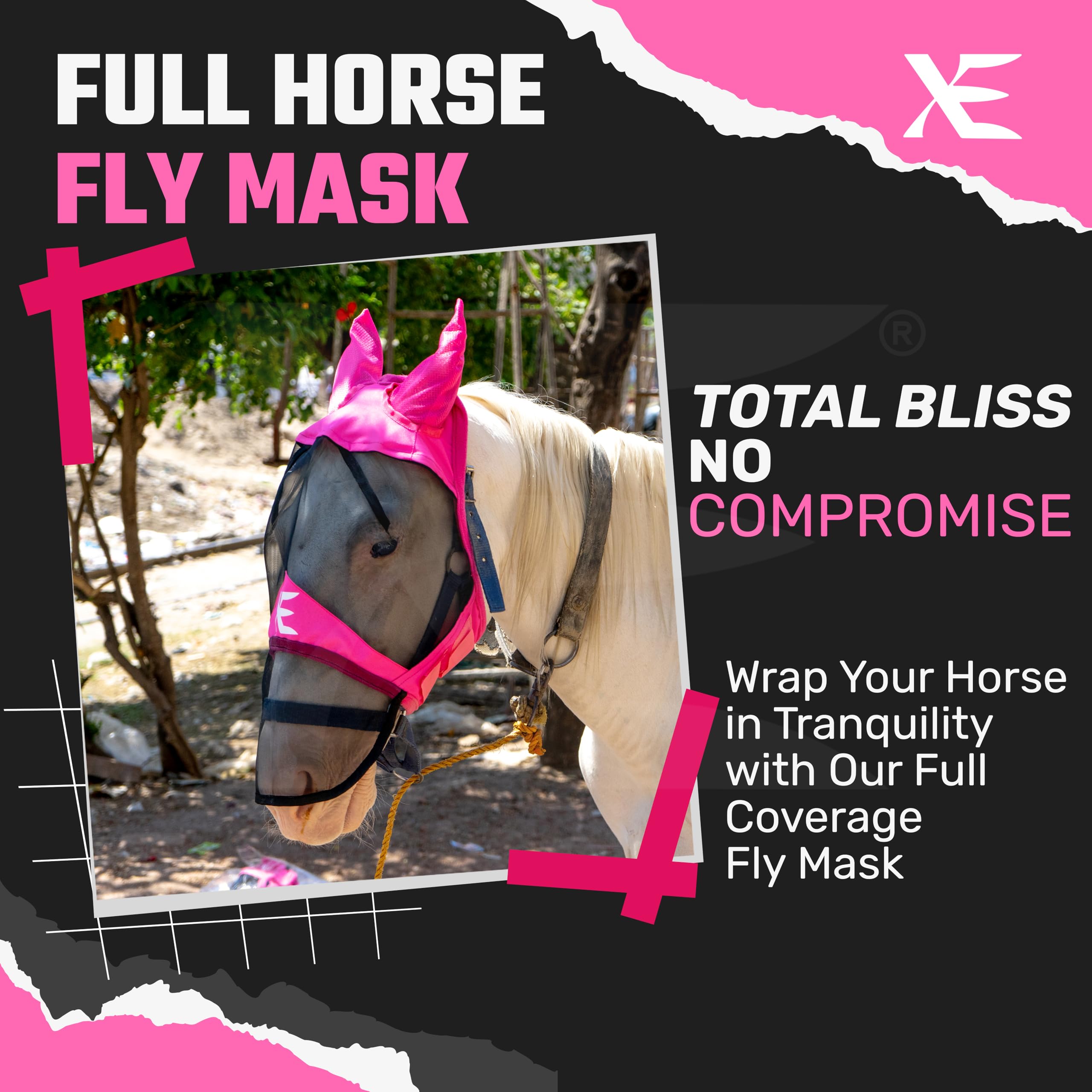 Maschera Antimosche Cavallo, Traspirante Protezione UV Maschere