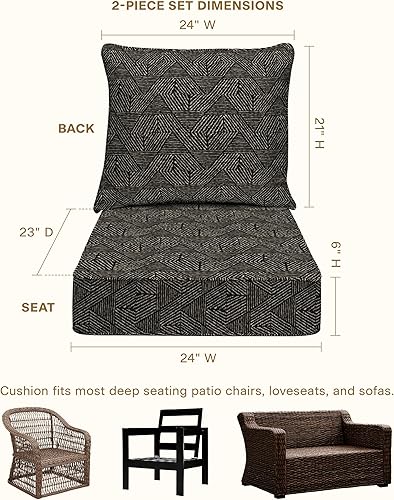 Vista 56 de Honeycomb - Asiento profundo para exteriores, 24 pulgadas de ancho x 23 pulgadas de profundidad, cojín para silla de exterior, color liso henna