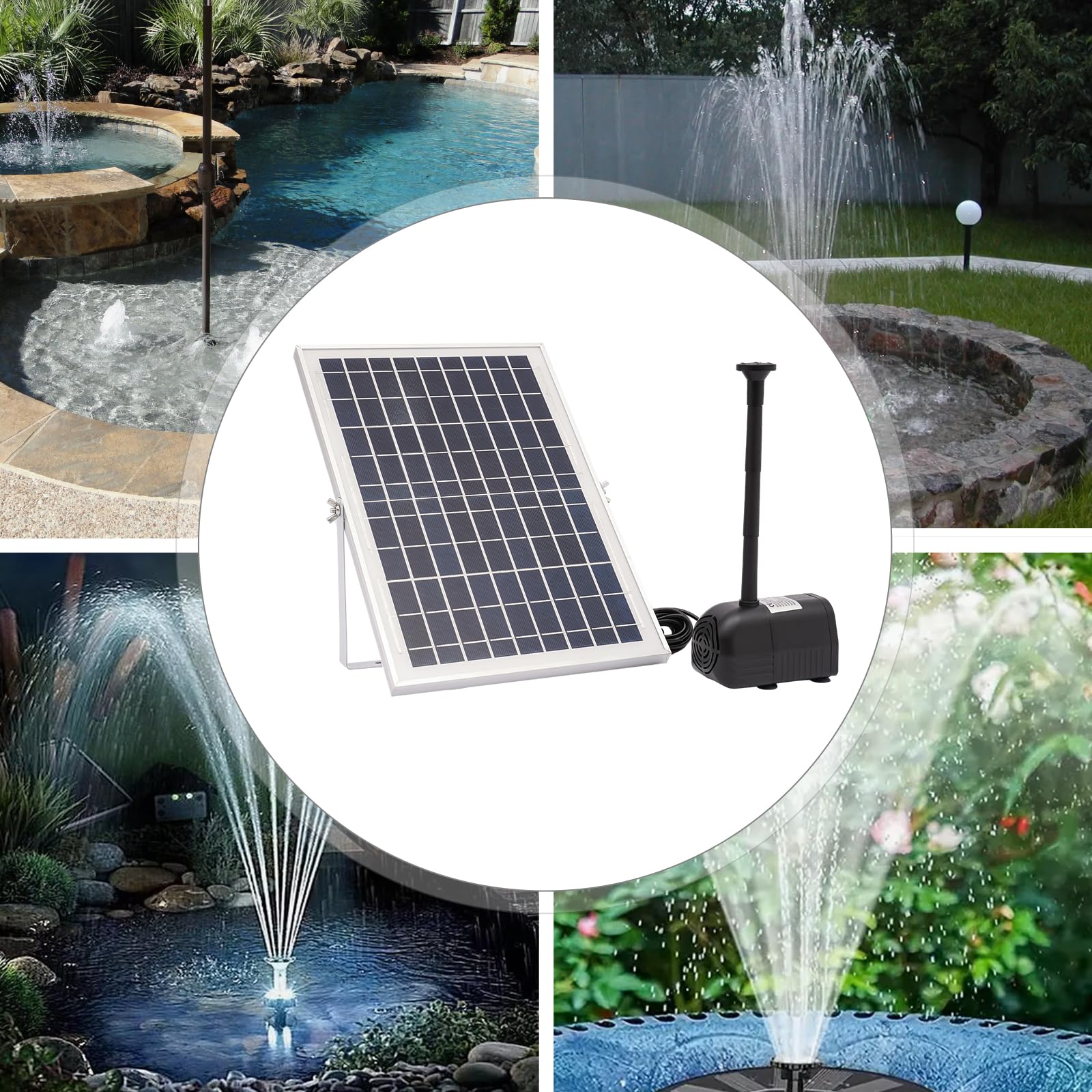 Pompa solare per laghetto da 10 W, con pannello solare, pompa per fontana solare, altezza massima di 1,5 m, per stagni, laghetti e acquari