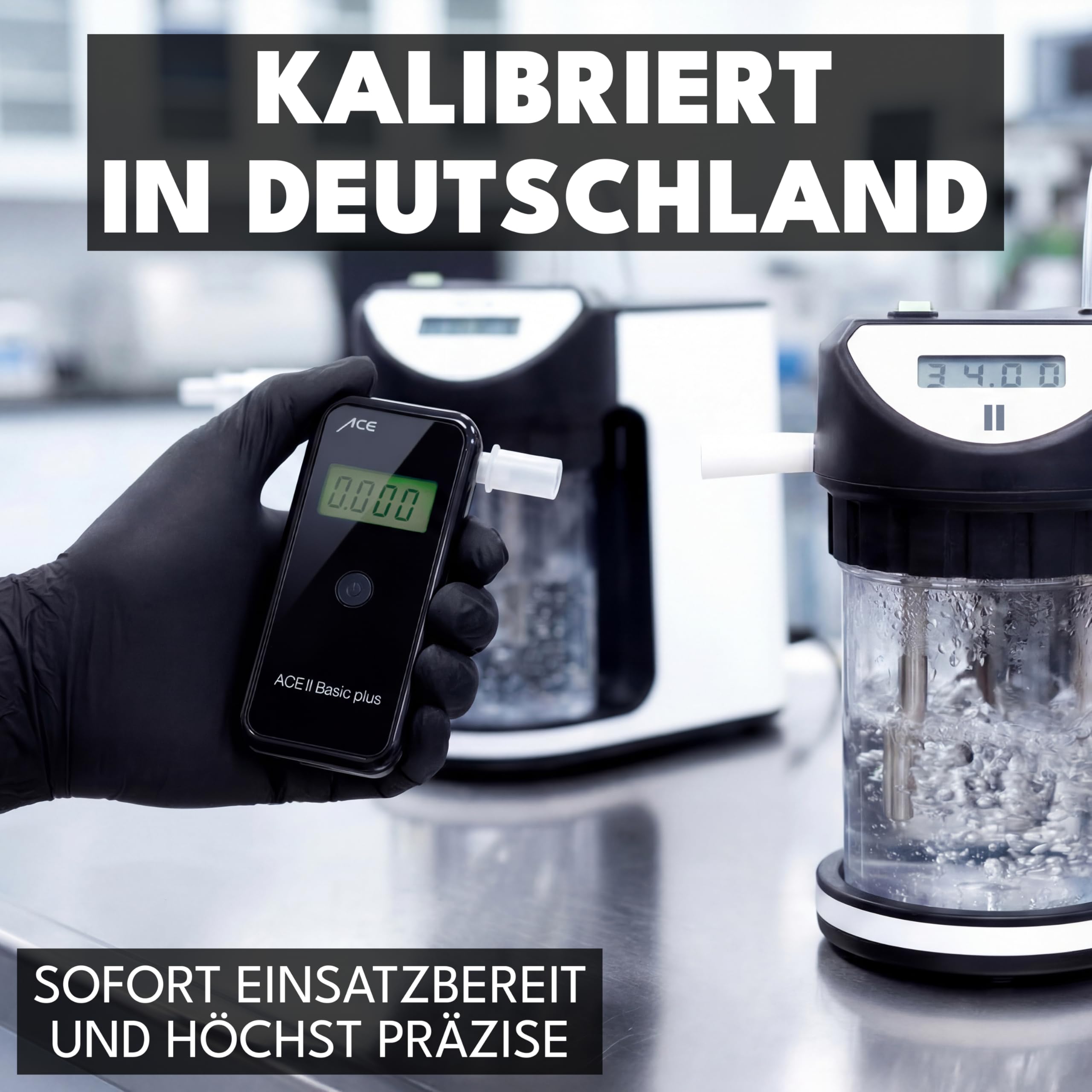 ACE II Basic Plus Alkotester - 99,0% Messgenauigkeit laut der TU Wien - polizeigenauer Alkohol-/Promilletester, Dunkelblau-schwarz