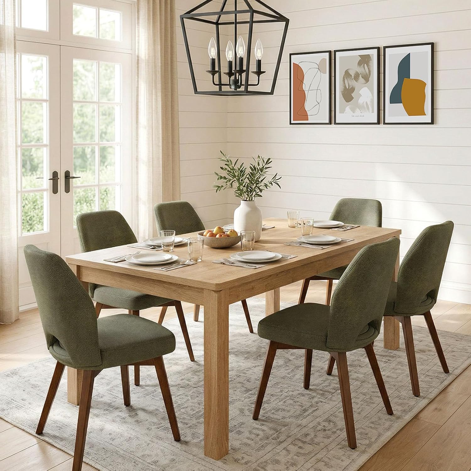 Farmhouse Dining Table, 70" Rectangular Wooden Kitchen Table for 4–6 People, Modern Dining Table & Home Office Desk for Family Gatherings and Study, Easy to Clean, Rustic