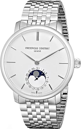 Frederique Constant Mens FC705S4S6B Slim Line Analog Display Swiss Automatic Silver Watch