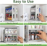 Vista 2 de Spice Rack Organizer 3 tier Seasoning Holder, Pull and Rotated Storage Cabinet for Kitchen Bathroom Countertop 10.8”H x 5.8”W x 10.4”D (Advance Gray)