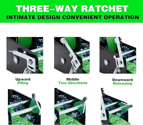 Miniatura 4 de OPENROAD 3500LB Boat Trailer Winch - 32FT Green Strap, Heavy Duty Hand Winch with 2-Way Ratchet 4181 Gear - Effortlessly Tow Boat,Trailer, RV, ATV,