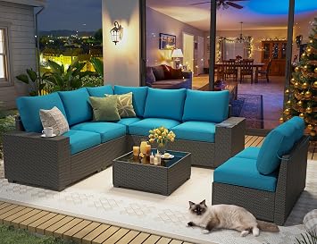 8 Piece outdoor patio sectional furniture set, Modern Modular outdoor sofa