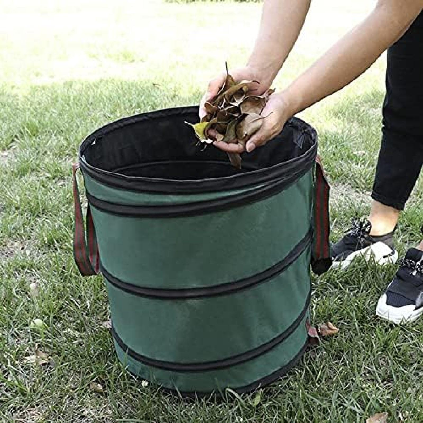 1 Pz 24 Galloni Sacchetti per Rifiuti da Giardino Sacchetti Riutilizzabili per Foglie da Giardinaggio con Guanti da Giardinaggio Rivestiti Prato Patio Giardino Sacchetti per Erbacce Raccogli