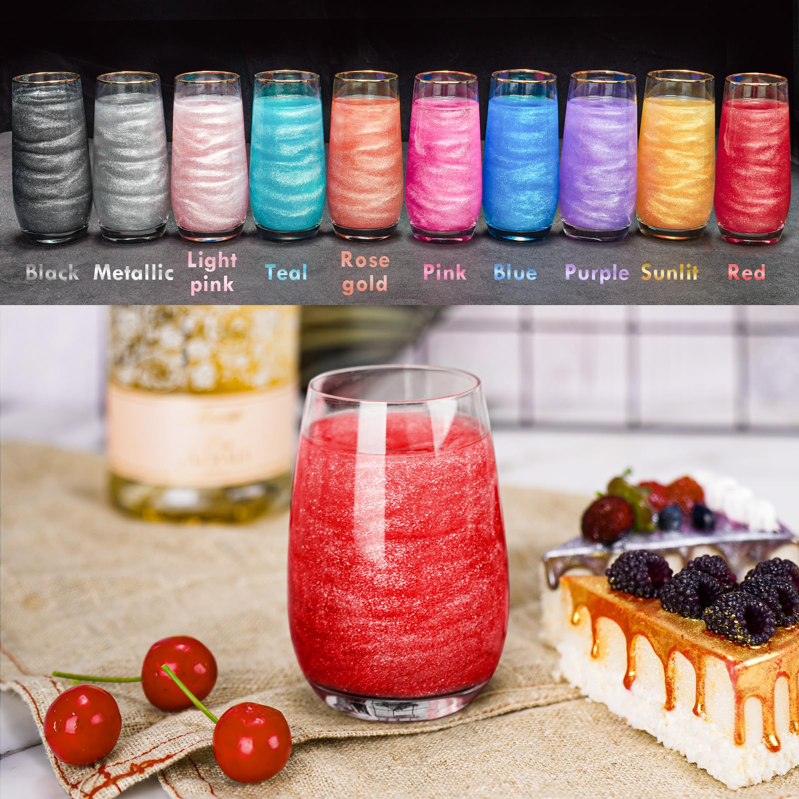 NiHome Edible Food-Grade Glimmer Powder Glitter Luster Dust Metallic Food Decorating Sprinkle Glimmery Dust for Drink Wine Beverage Cake Candy Dessert Bakery Restaurant Vegan (0.18oz/5g, Iridescent)