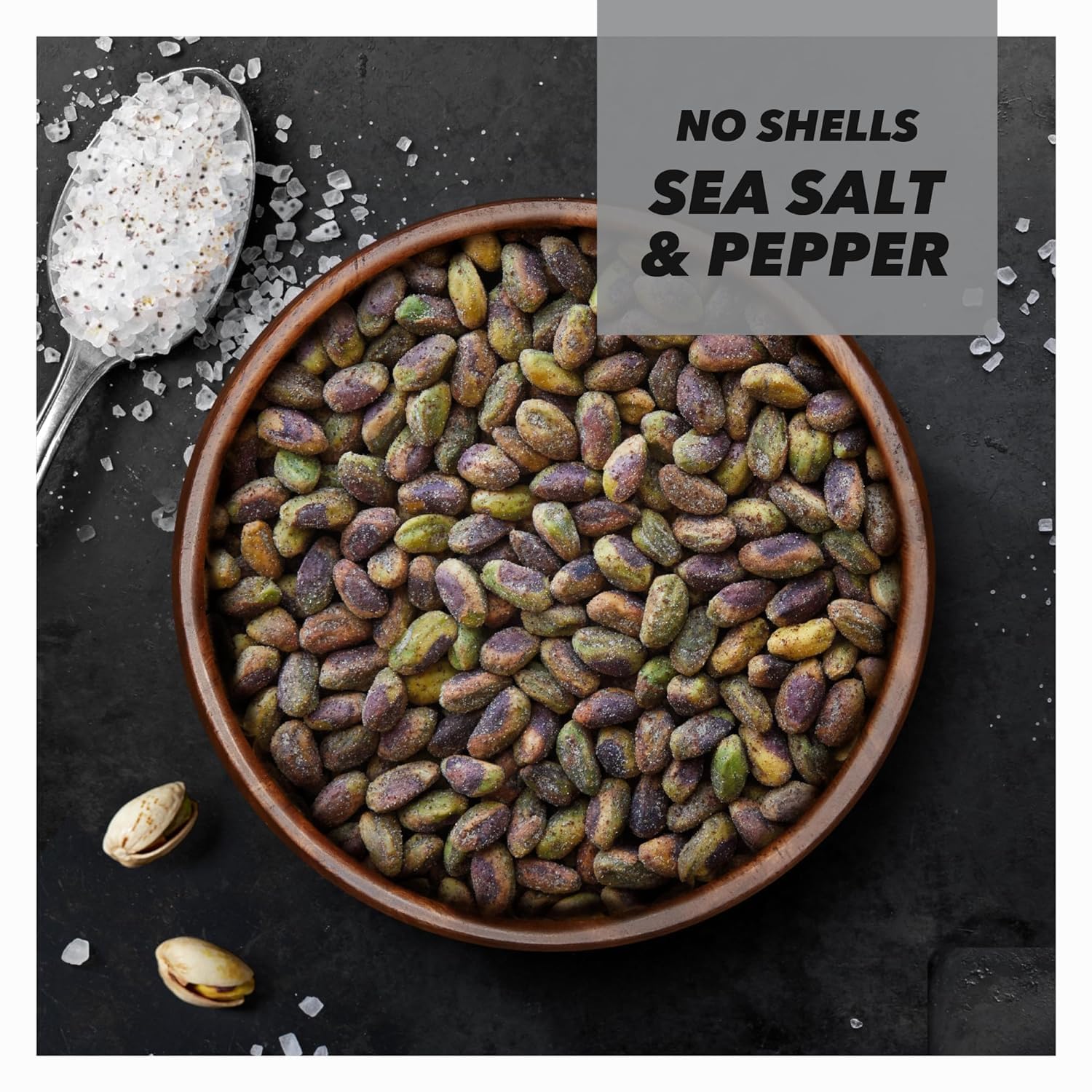 Wonderful Pistachios No Shells, Sea Salt & Pepper Flavored Nuts Resealable Bag, Protein Snacks, Gluten Free, Healthy Snack, 11 Ounce (Pack of 2)