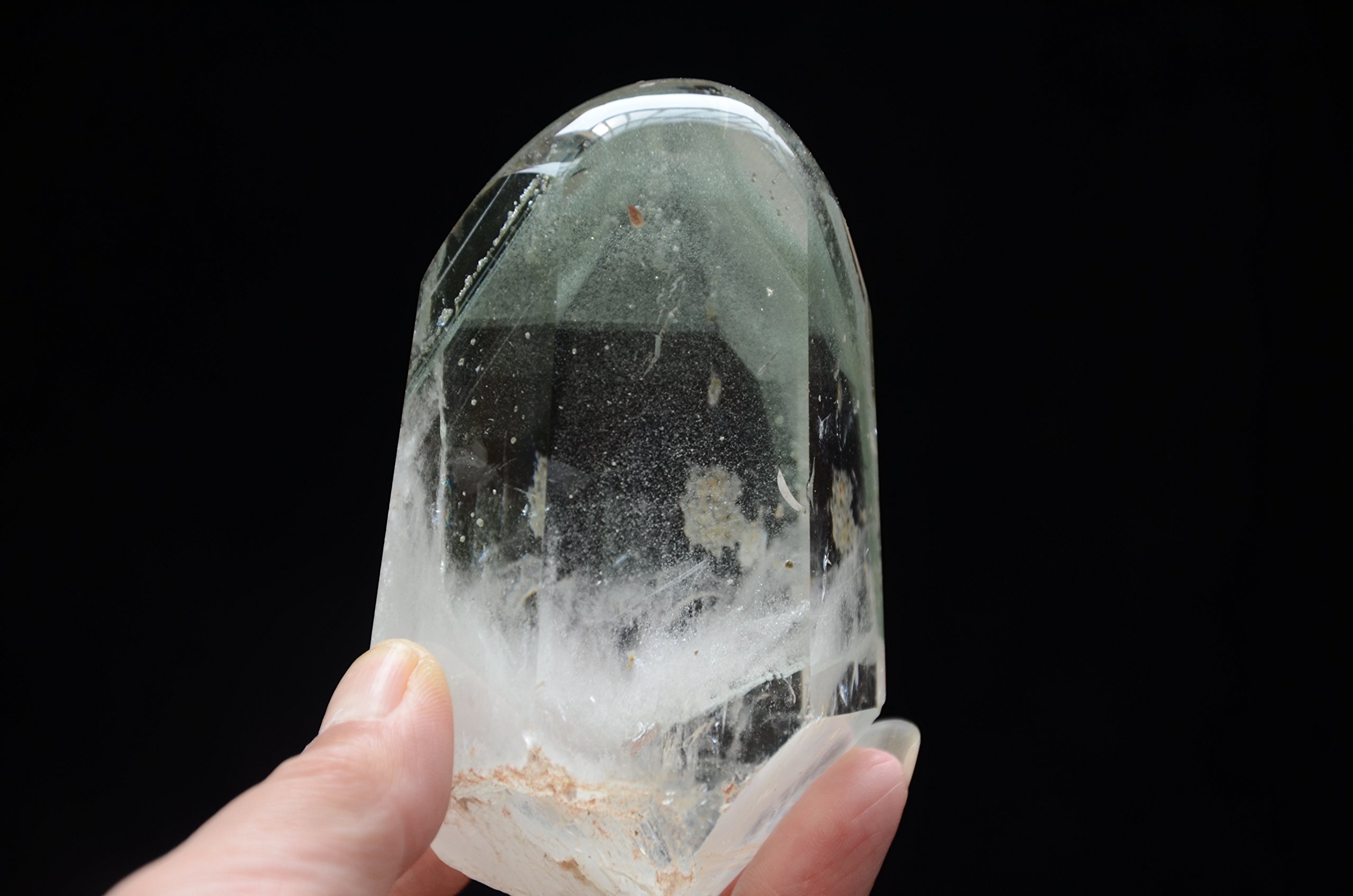 Real Tibet Himalayan High Altitude Clear 6 Sided Single Terminated Crystal Point Quartz Bacchetta da 3,97 Pollici con Fantasmi Verdi Spirituale Crystal Specimen