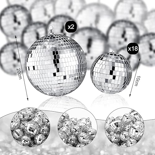 Miniatura 4 de 20 piezas de adornos de bola de discoteca con espejo colgante para Nochevieja, surtidas de color plateado, mini bolas de cristal plateadas,